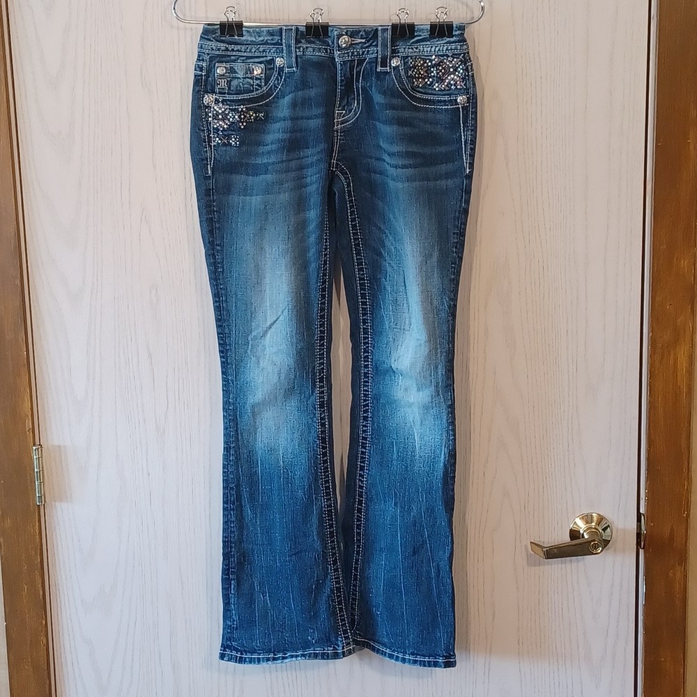 Miss Me Jeans, Size 28, Distressed, Bedazzled, Mid-Rise, 28W x 29L